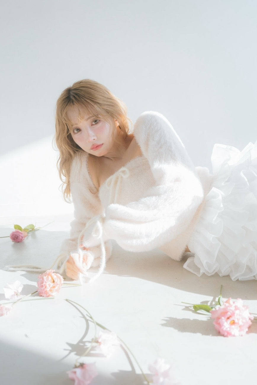 Narrow Ribbon Fluffy Knit Ensemble - MISTREASS