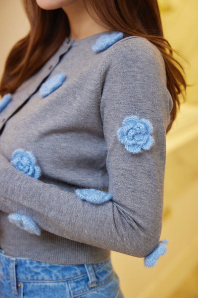 Flower Embroidered Patch Cardigan