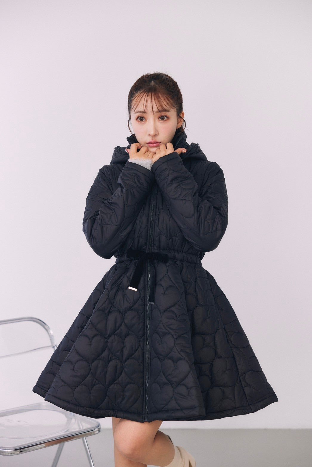 Heart Pattern Quilted Coat