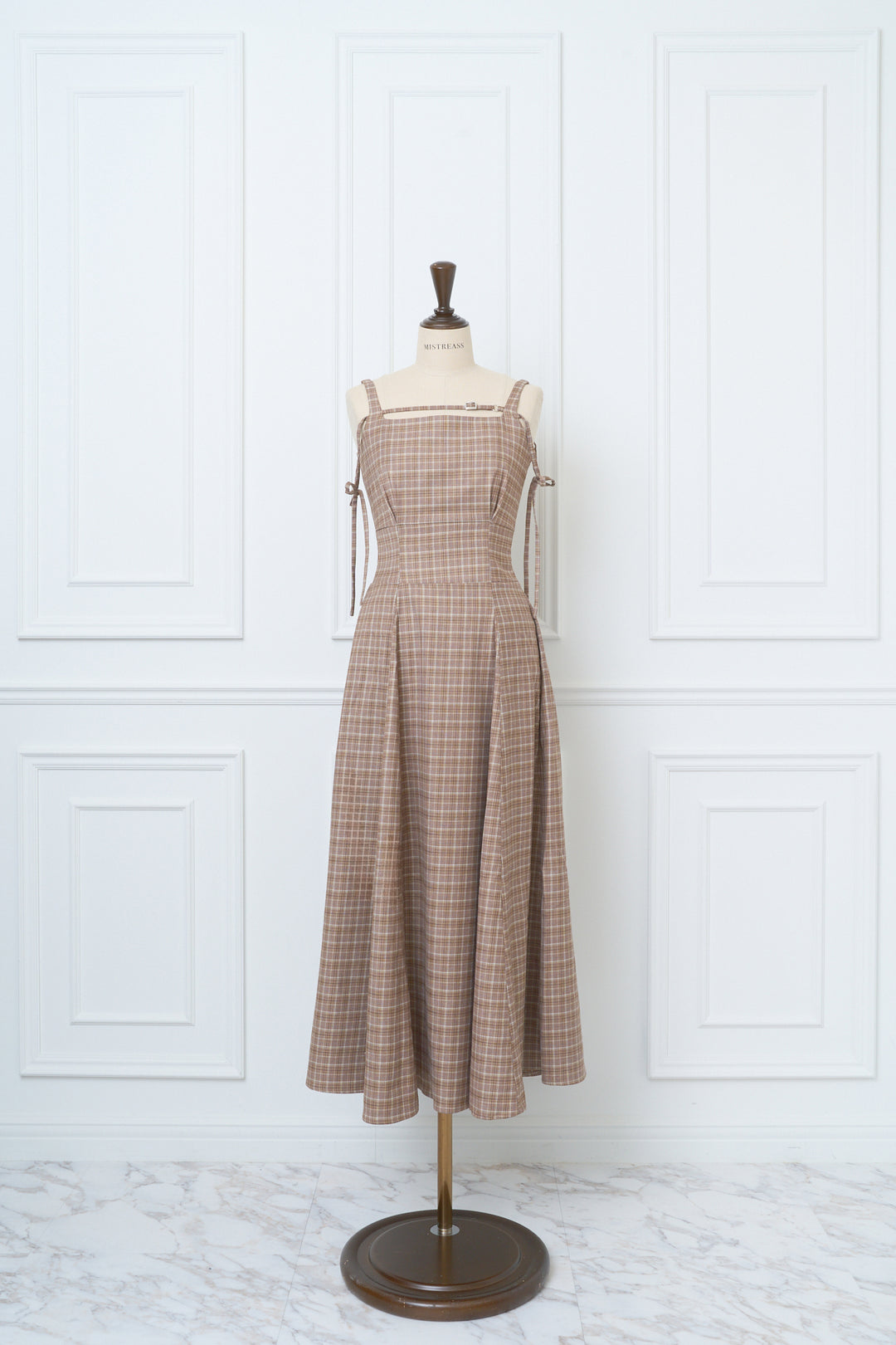 ワンピース MISTREASS Ribbon shoulder check dress Ribbon shoulder check dress - MISTREASS