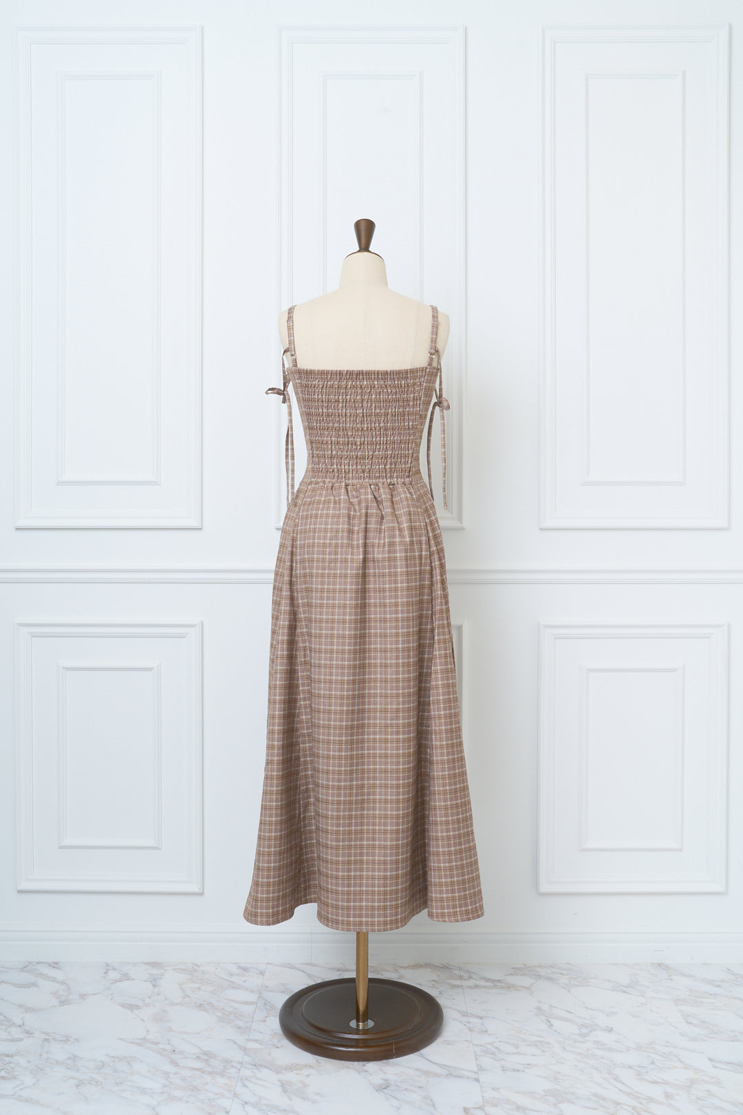 Ribbon shoulder check dress - MISTREASS