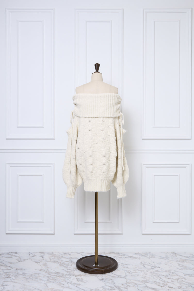 Sweet Ribbon Off-Shoulder Knit Dress