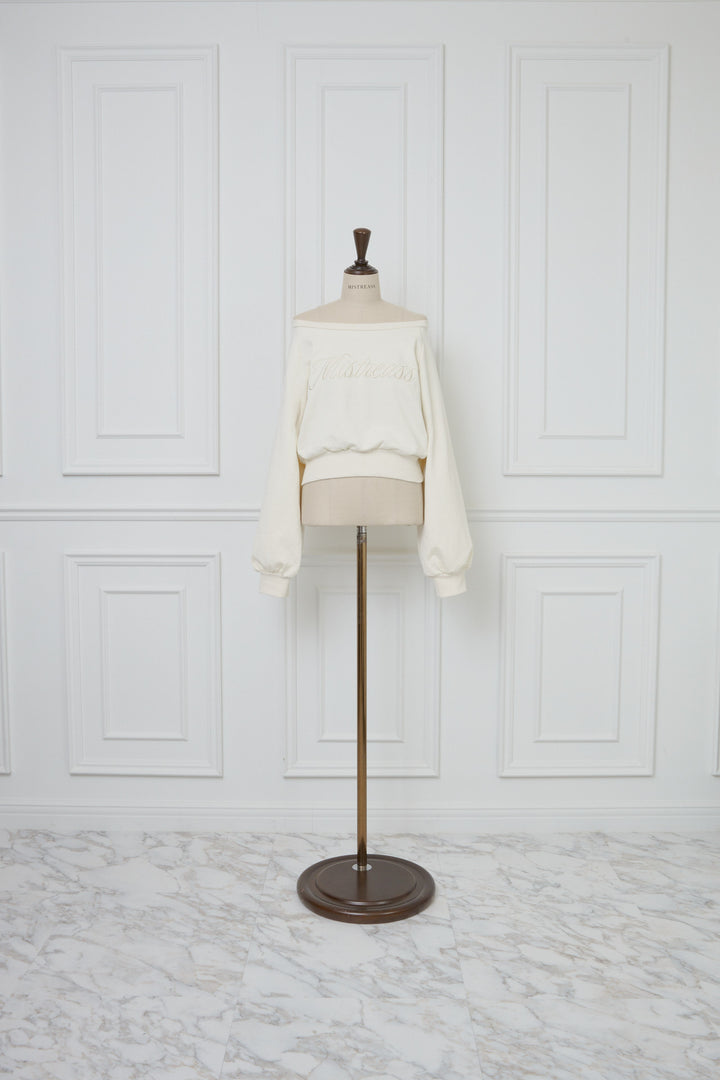 トップス Logo Emb Off Shoulder Sweatshirt Logo Emb Off Shoulder Sweatshirt - MISTREASS