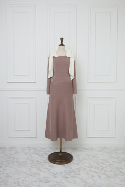 【3月中旬配送】Open Shoulder Ribbon Knit Dress