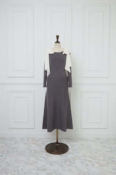 【3月中旬配送】Open Shoulder Ribbon Knit Dress