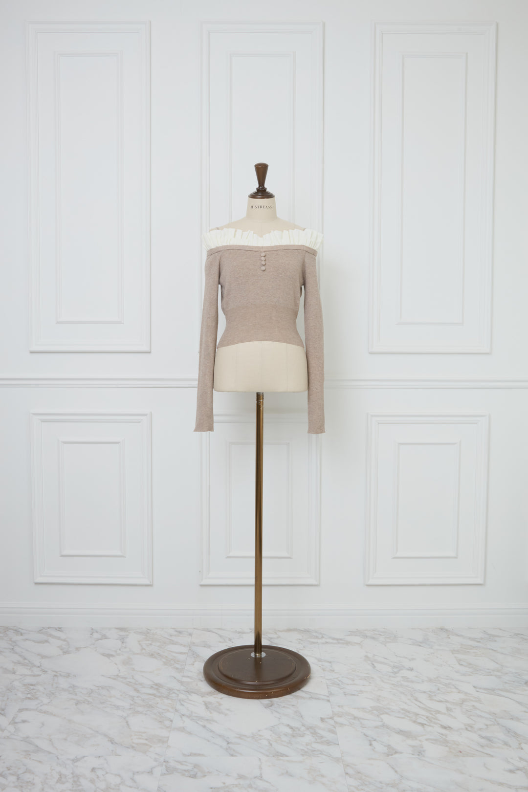 MISTREASS ミストレアスOff Shoulder Knit Top Whipped Frills Off Shoulder Knit Top - MISTREASS