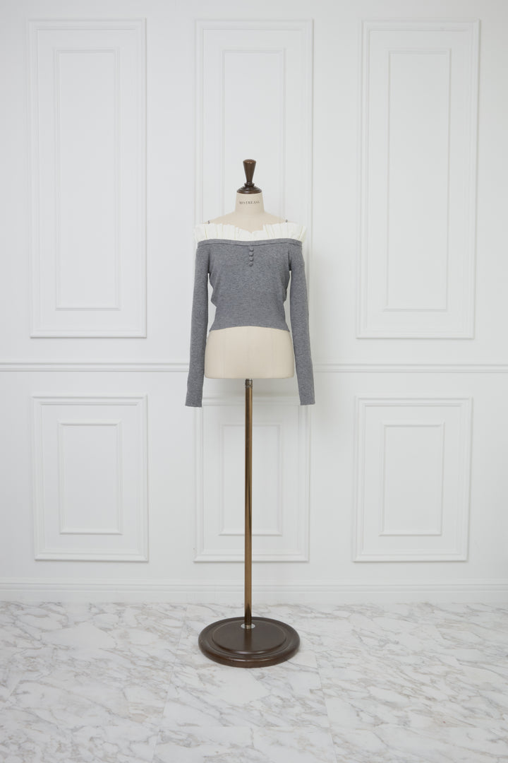 Whipped Frills Off Shoulder Knit Top - MISTREASS