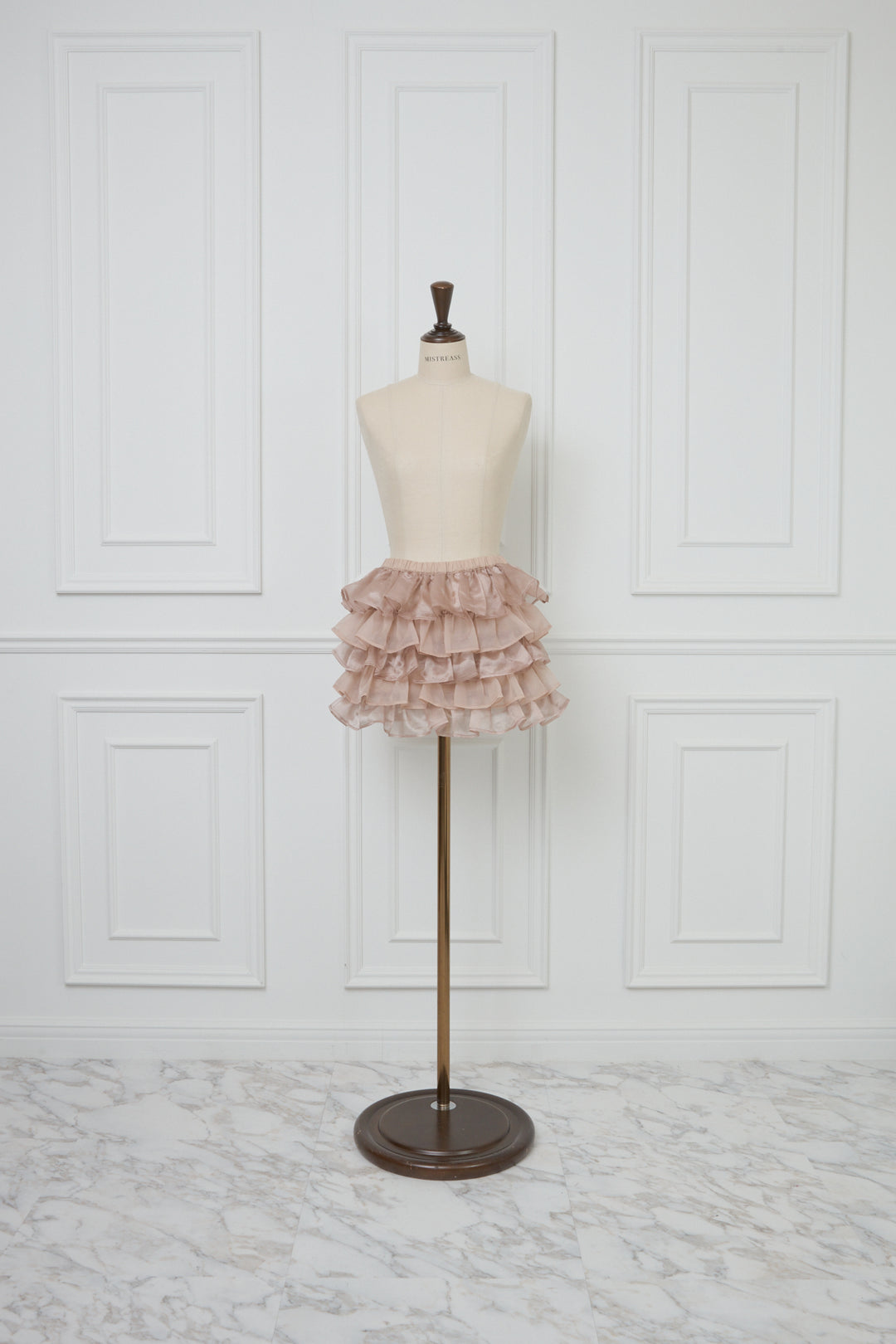 新品♡ミストレアス♡Velvet Tiered Mini Culotte XSサイズあり】ウエストシースルーレースxストレッチタイトミニ