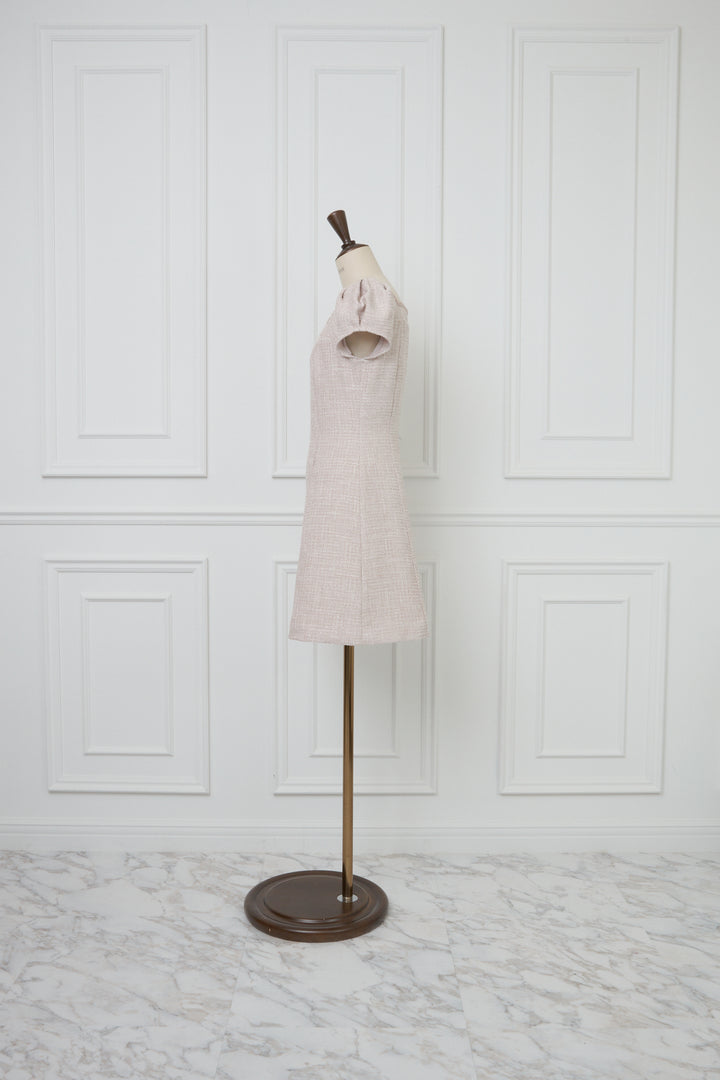 ミストレアス　Summer Tweed Compact Mini Dress 白 Summer Tweed Compact Mini Dress - MISTREASS