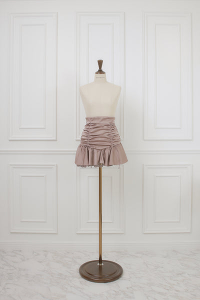 【11月下旬配送】Shirring Ribbon Hem Race Mini Skirt