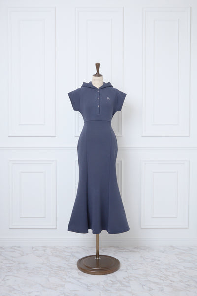 Double Jersey Back Open Hood Dress