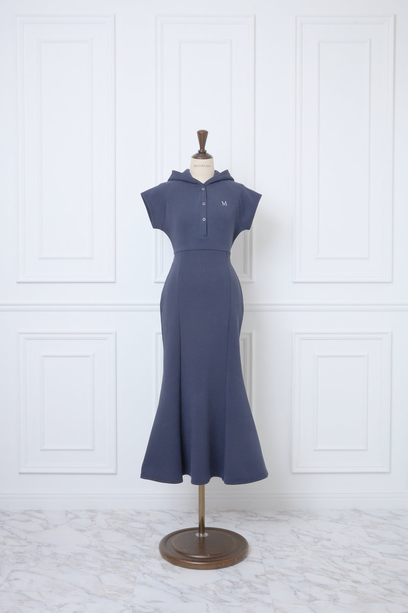 Double Jersey Back Open Hood Dress