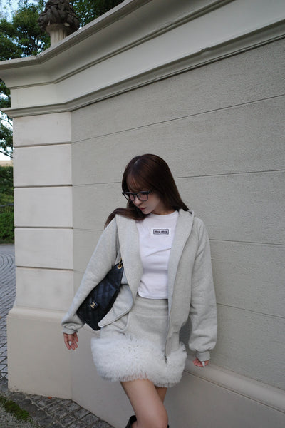 Sweat Hoodie & Frill Skirt Set