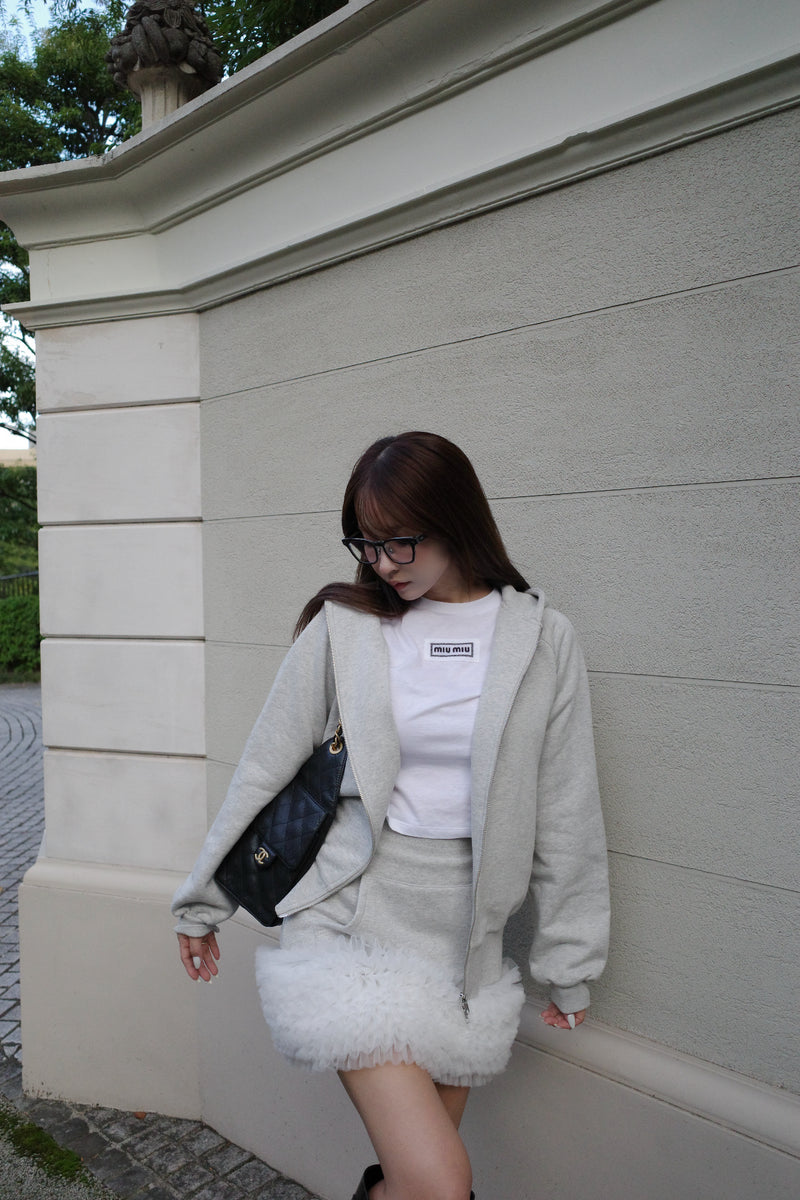 Sweat Hoodie & Frill Skirt Set