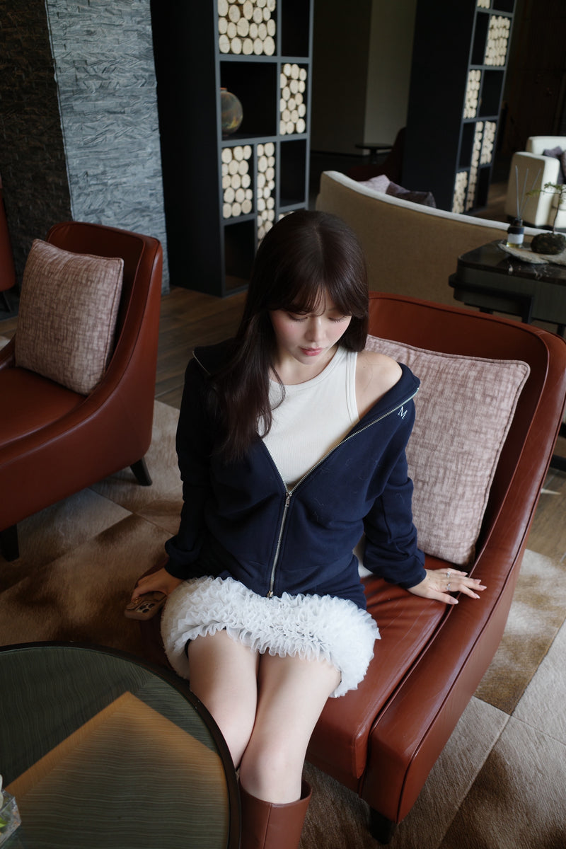 Sweat Hoodie & Frill Skirt Set