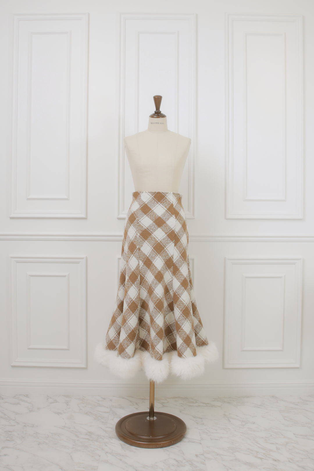 Hem Fur Plaid Semi Mermaid Skirt ミストレアス Hem Fur Plaid Semi Mermaid Skirt - MISTREASS