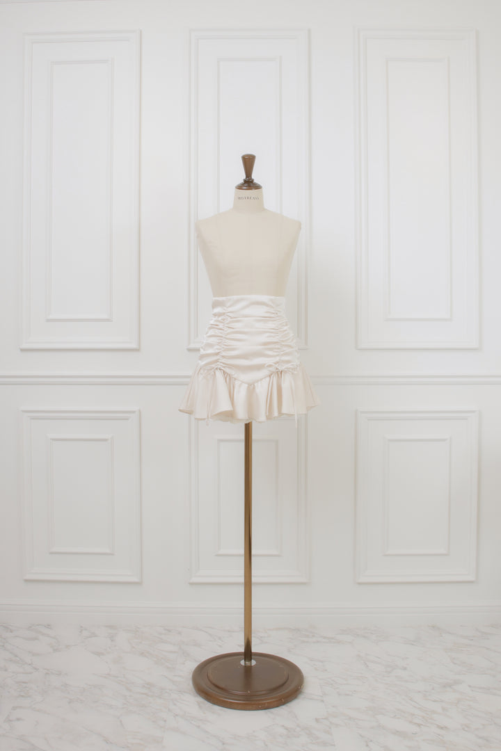 Shirring Ribbon Hem Race Mini Skirt - MISTREASS