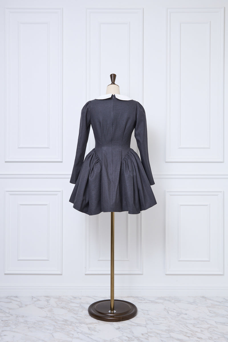 【10月上旬配送】 Side Volume Contrast Collar Dress
