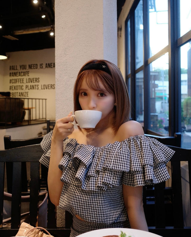 Gingham Check Frill Top & Long Skirt