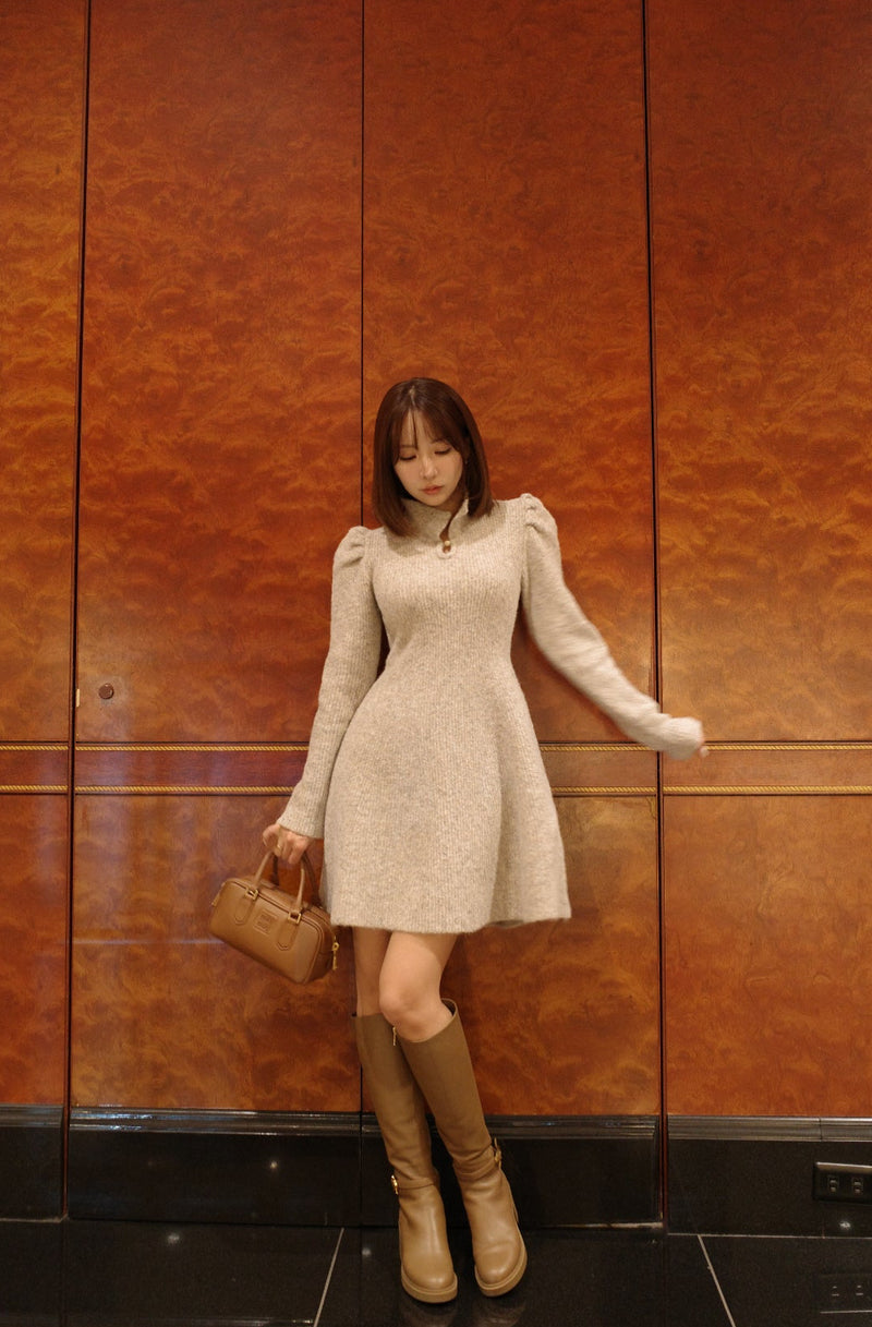【12月中旬配送】Puff Sleeve Knit Dress