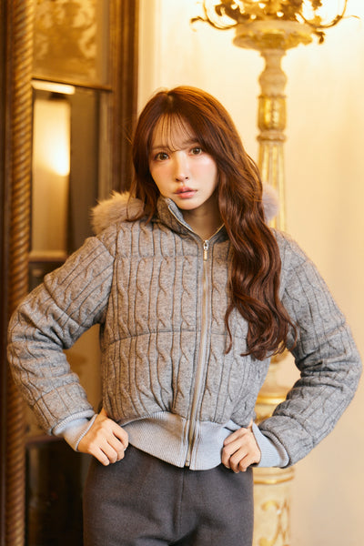 【12月上旬配送】Cable Knit Padded Jacket