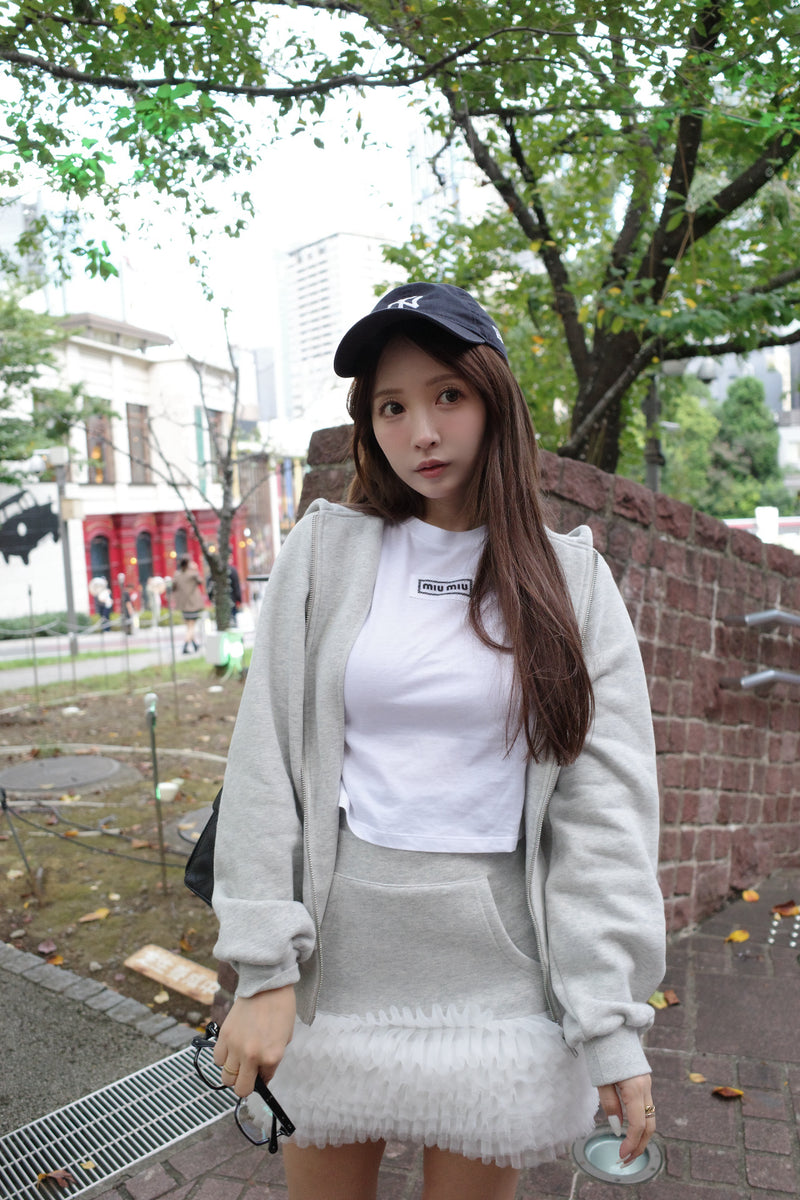 Sweat Hoodie & Frill Skirt Set