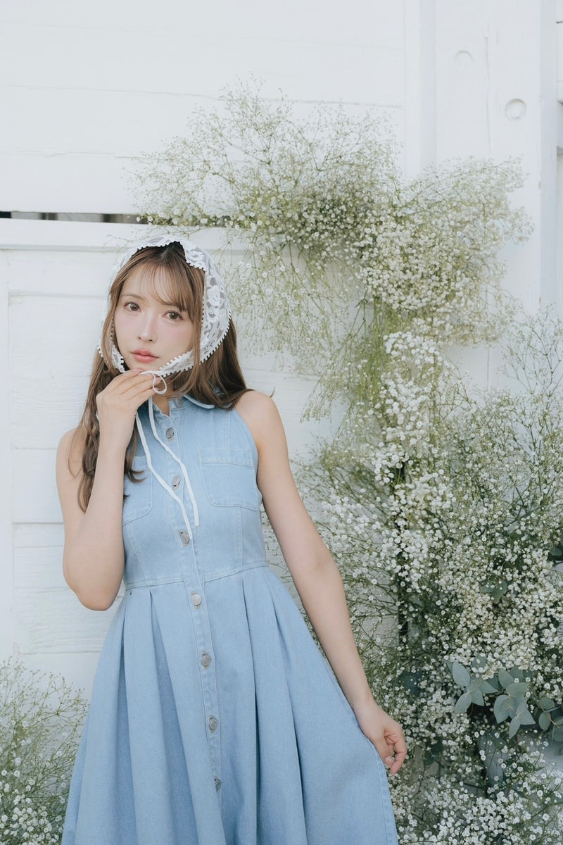Denim Amerian Sleeve Long Dress