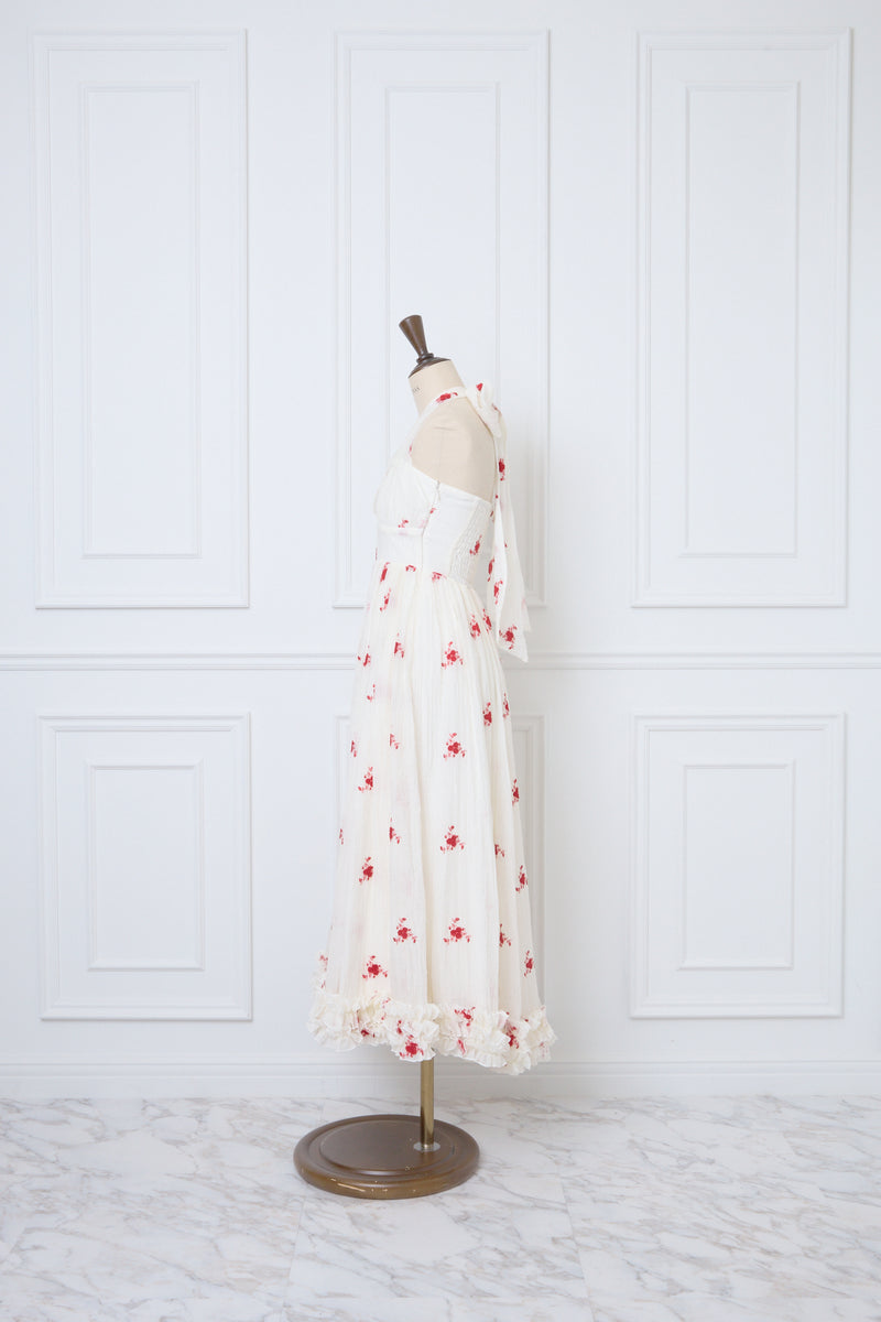 Flower Embroidery Halterneck Dress