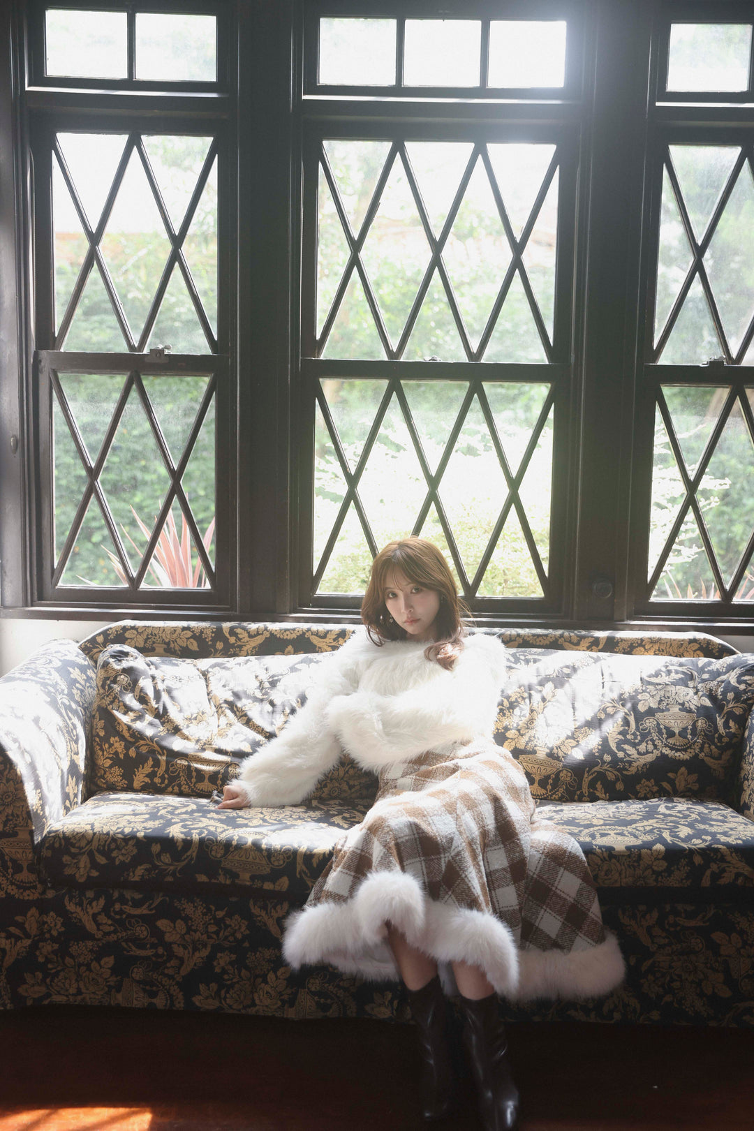 Hem Fur Plaid Semi Mermaid Skirt ミストレアス Hem Fur Plaid Semi Mermaid Skirt - MISTREASS