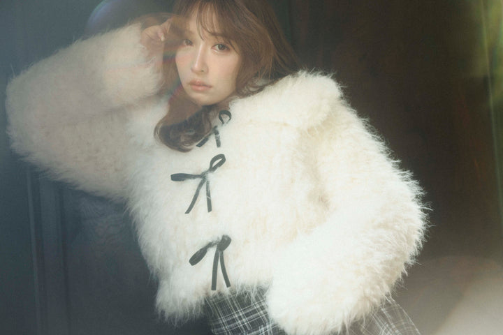 ミストレアス♡Poodle Fur Ribbon Short blouson Poodle Fur Ribbon Short blouson - MISTREASS
