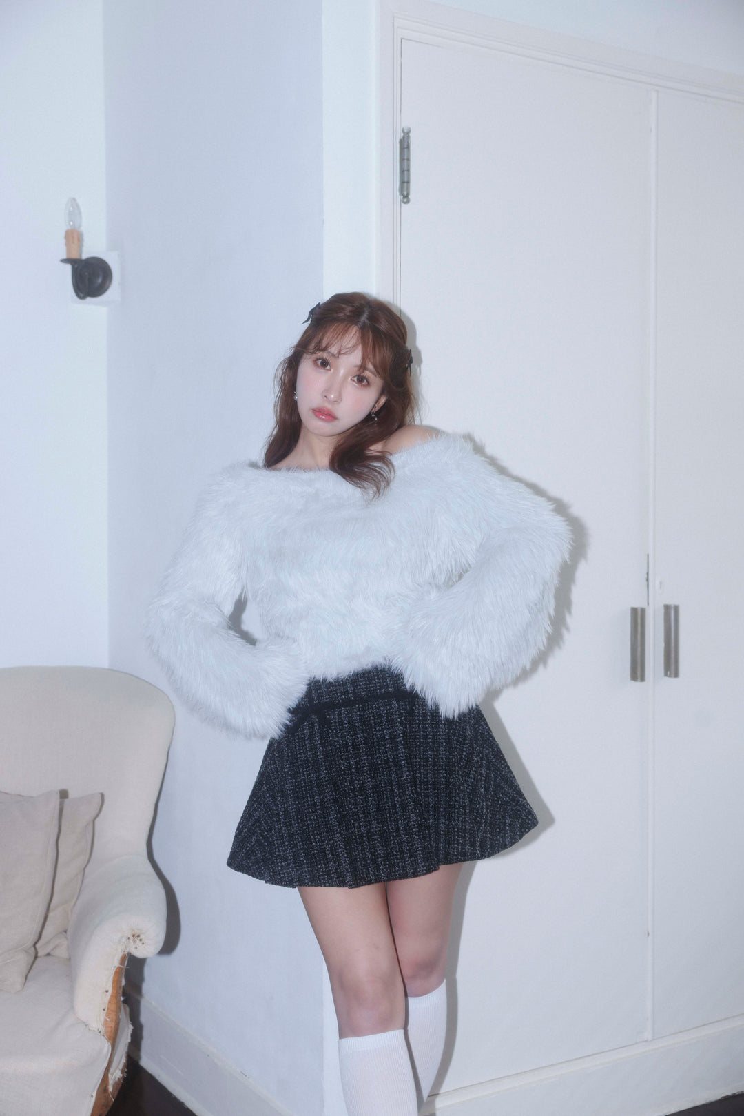 スカート Ribbon Lace Trimming Tweed Mini Skirt Ribbon Lace Trimming Tweed Mini Skirt - MISTREASS