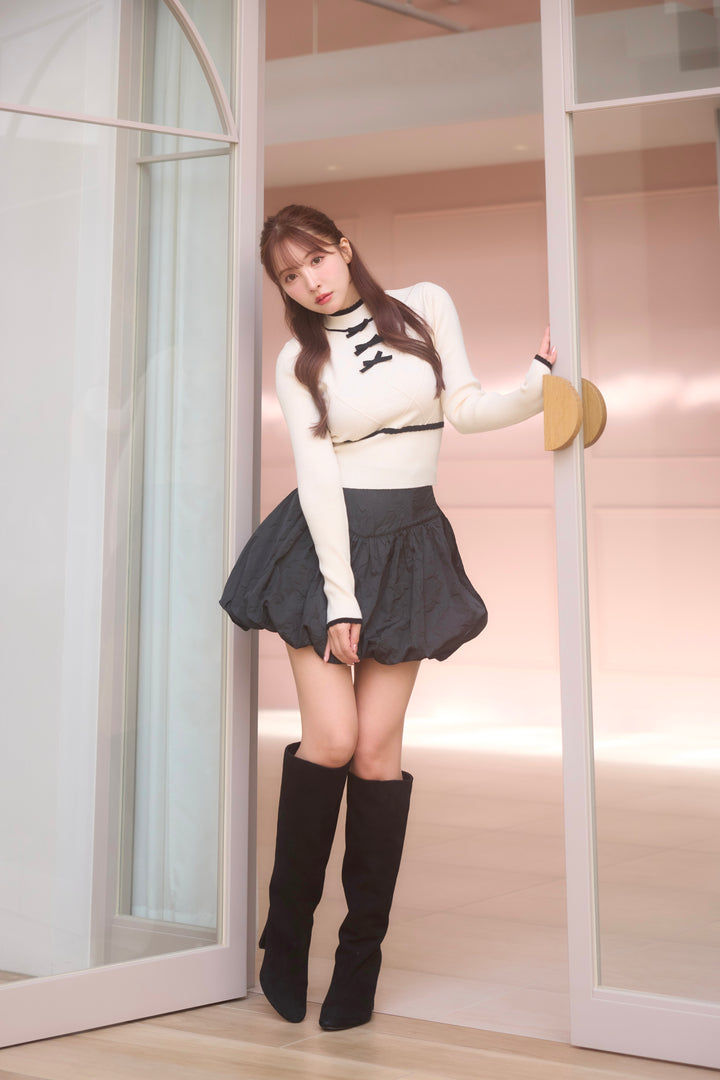 Ribbon Jacquard Balloon Skirt - MISTREASS