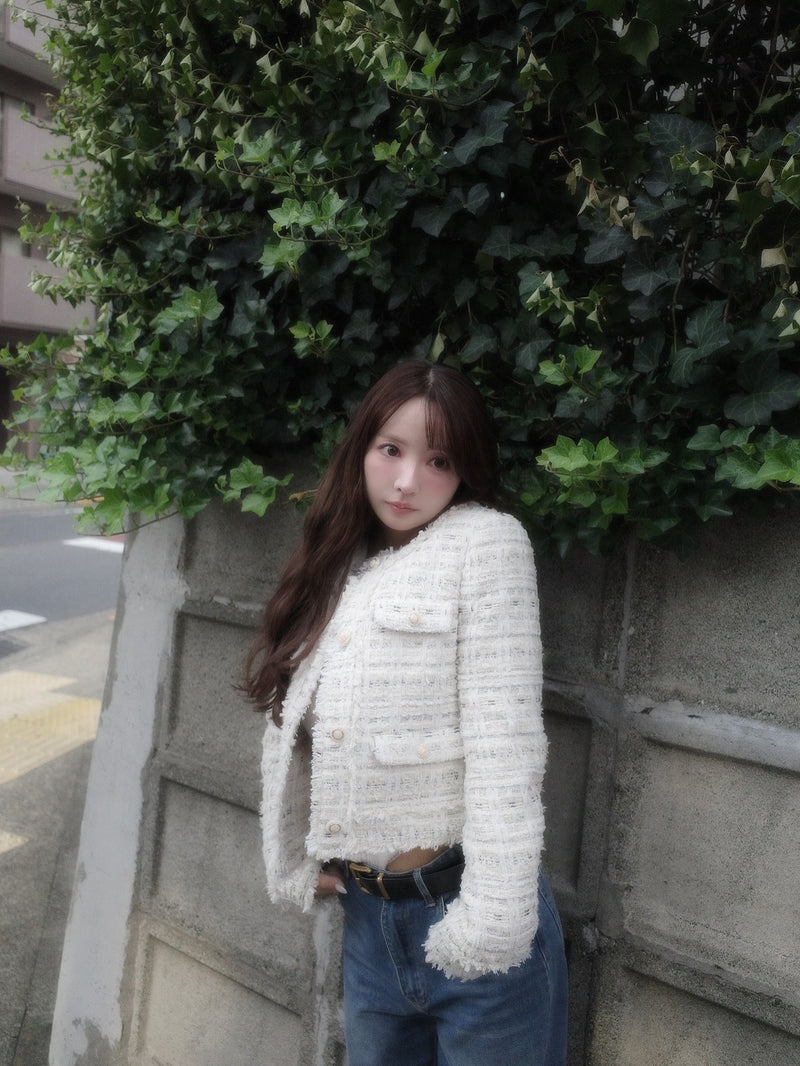 【10月下旬配送】Romantic Tweed Fringe Jacket