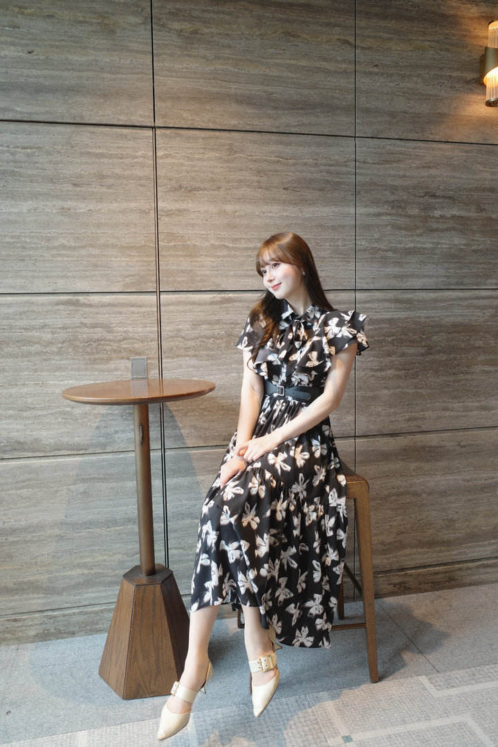ベストセラー Shirt Raffle Pattern Ribbon Dress MISTREASS - Belt With ワンピース