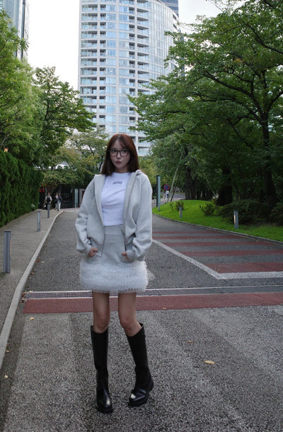 Sweat Hoodie & Frill Skirt Set