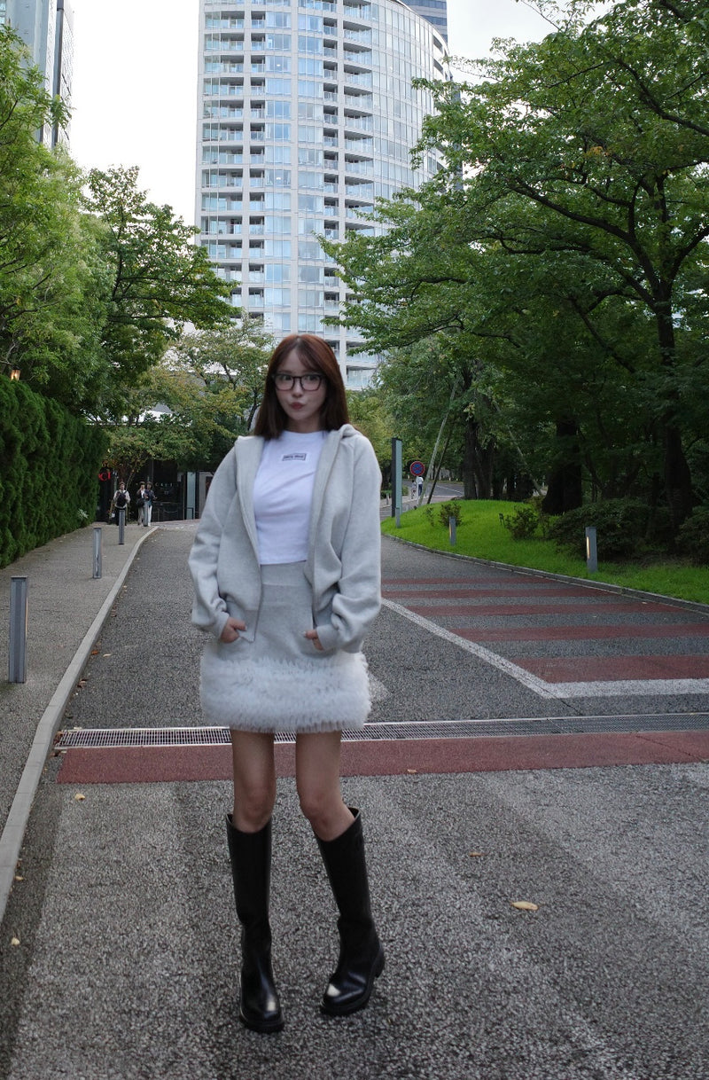 Sweat Hoodie & Frill Skirt Set