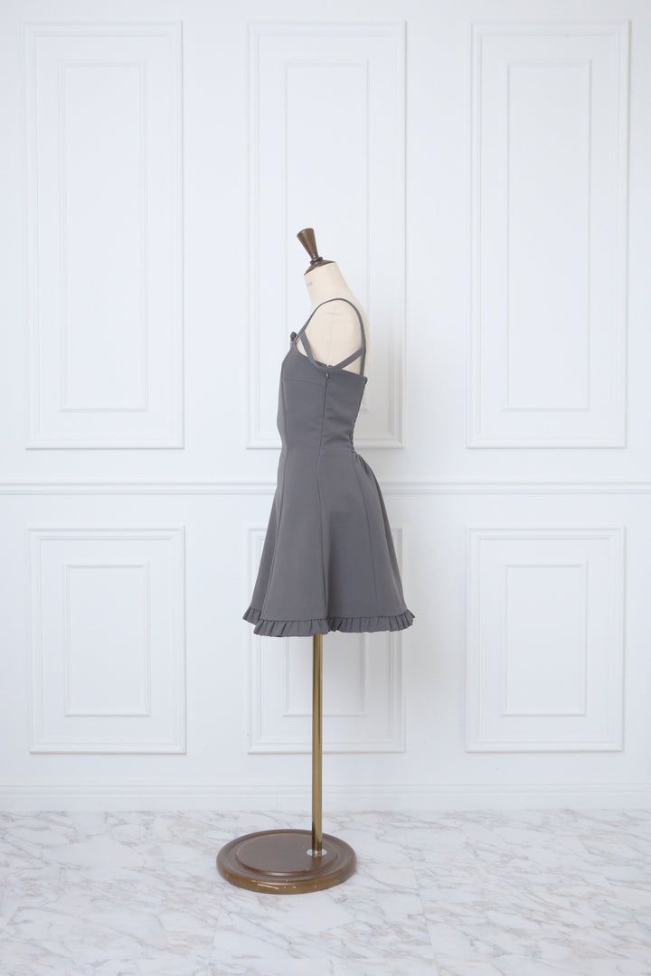 Narrow Strap Fit & Flare Mini Dress グレー Narrow Strap Fit & Flare Mini Dress - MISTREASS