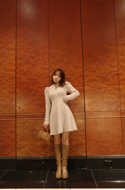 【12月中旬配送】Puff Sleeve Knit Dress