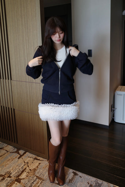 Sweat Hoodie & Frill Skirt Set