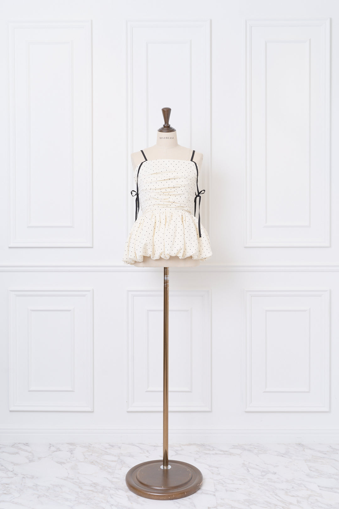 Polka Dot Peplum Ribbon Top - MISTREASS