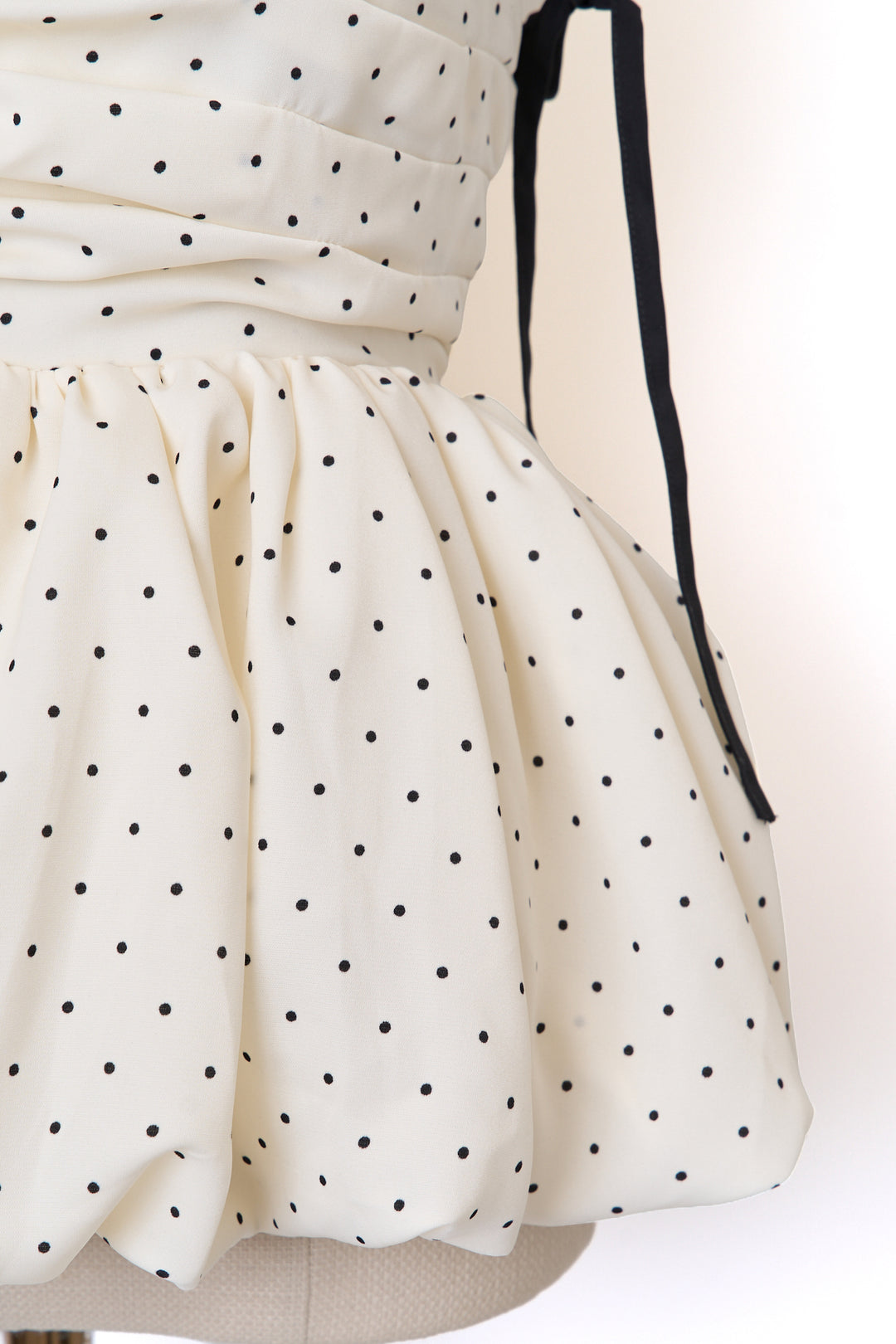 Polka Dot Peplum Ribbon Top - MISTREASS