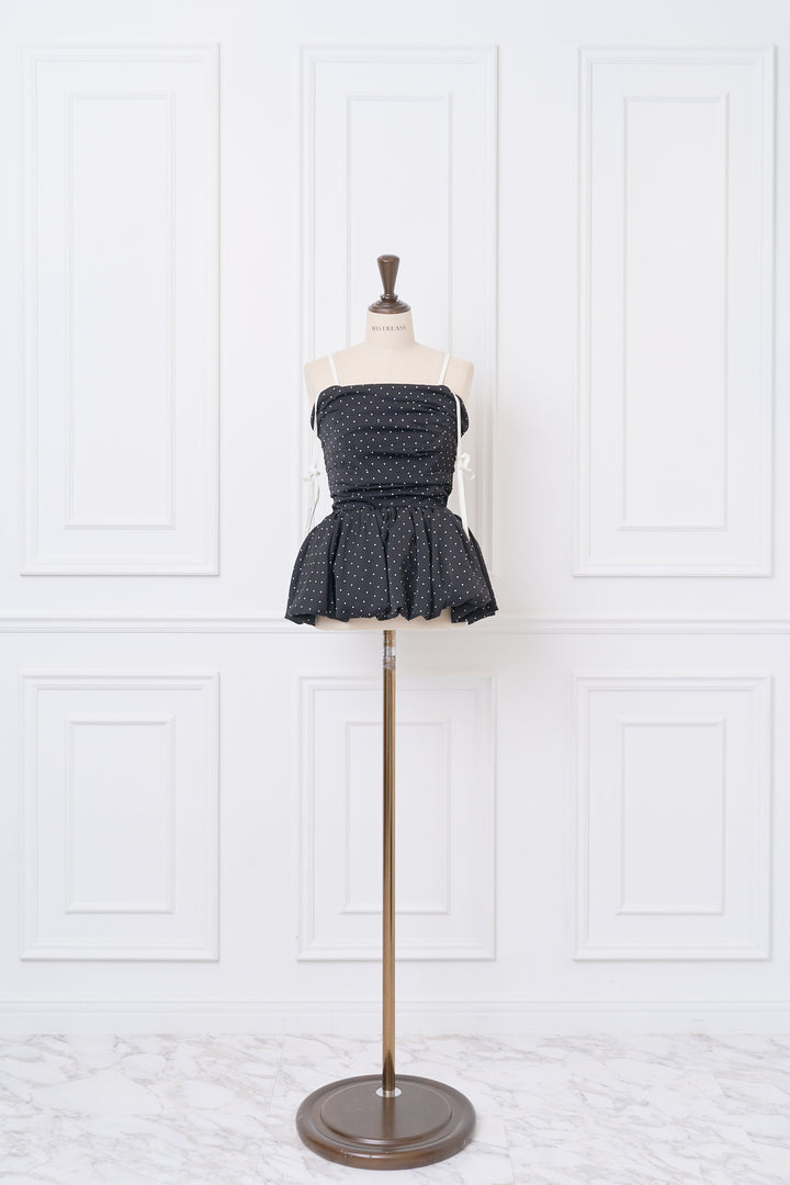 トップス MIRTREASS Polka Dot Peplum Ribbon Top 再入荷：7月中旬配送】Polka Dot Peplum Ribbon Top - MISTREASS