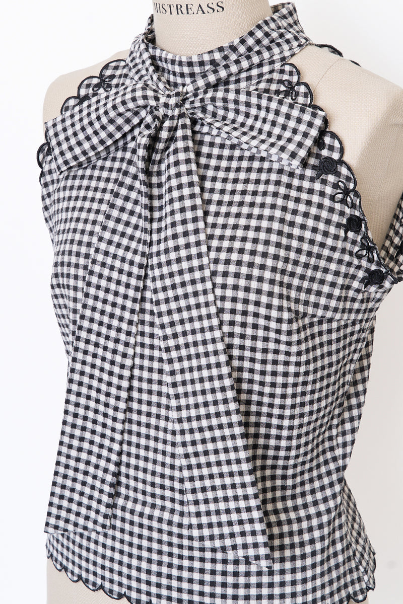 Rose Embroidery Gingham Blouse - MISTREASS