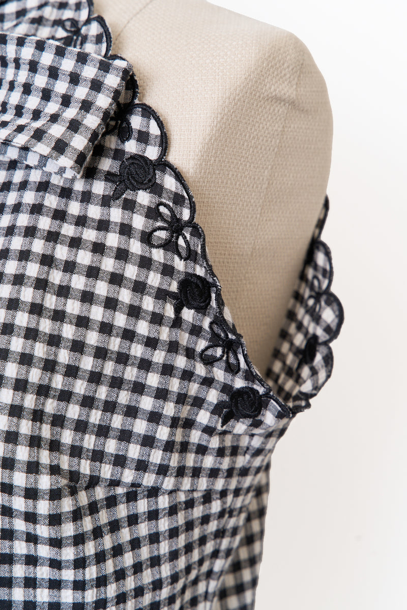 Rose Embroidery Gingham Blouse - MISTREASS