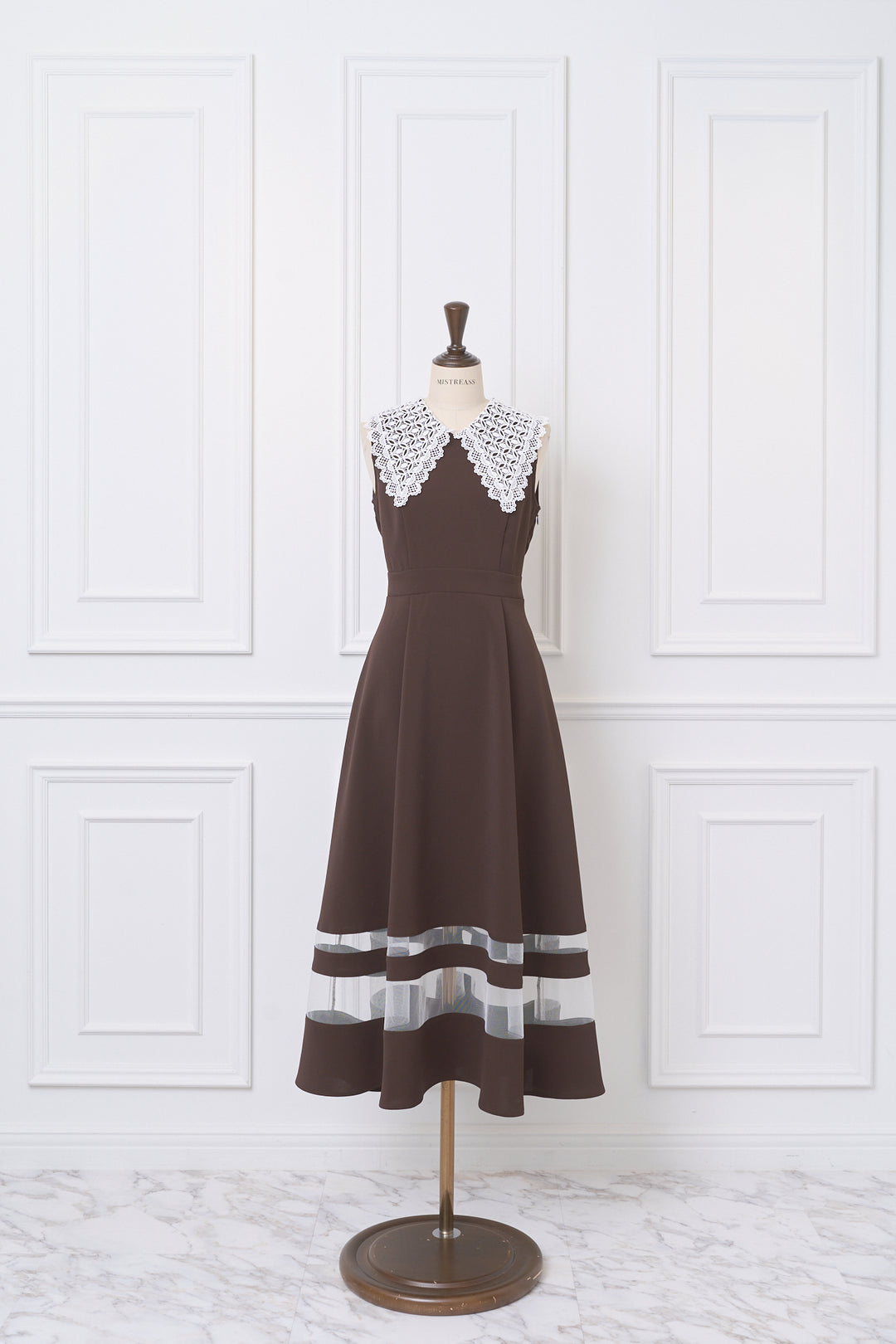 Lace Collar Sheer Line Dress - MISTREASS