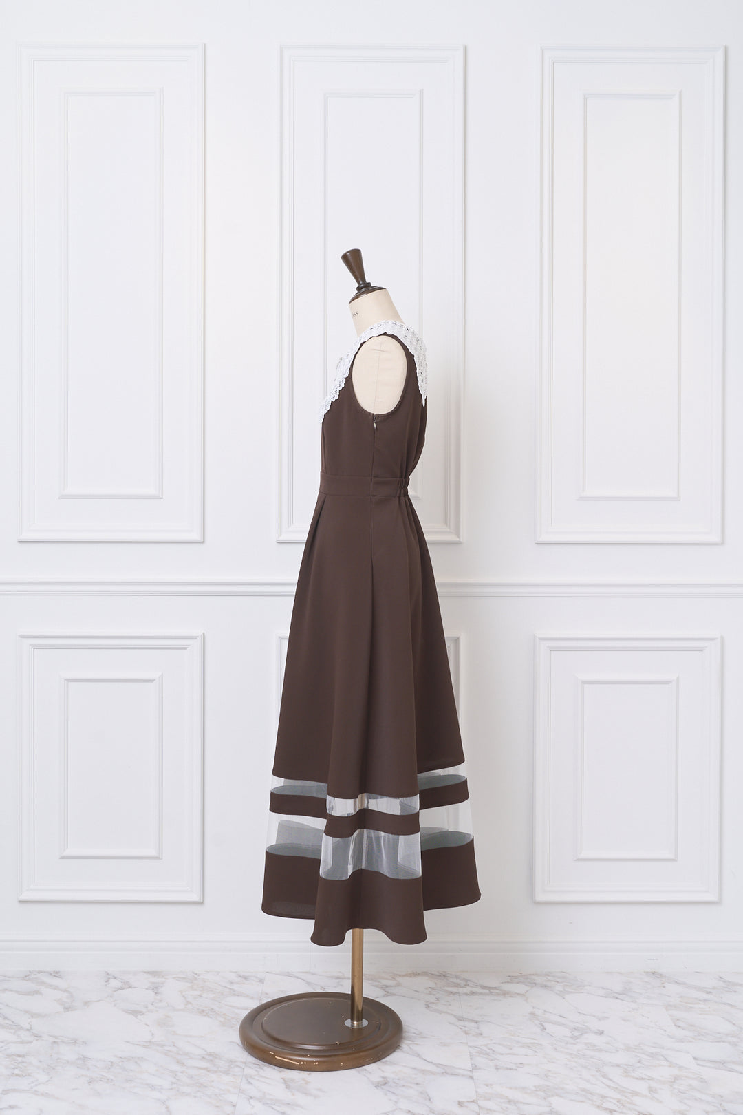 Lace Collar Sheer Line Dress - MISTREASS