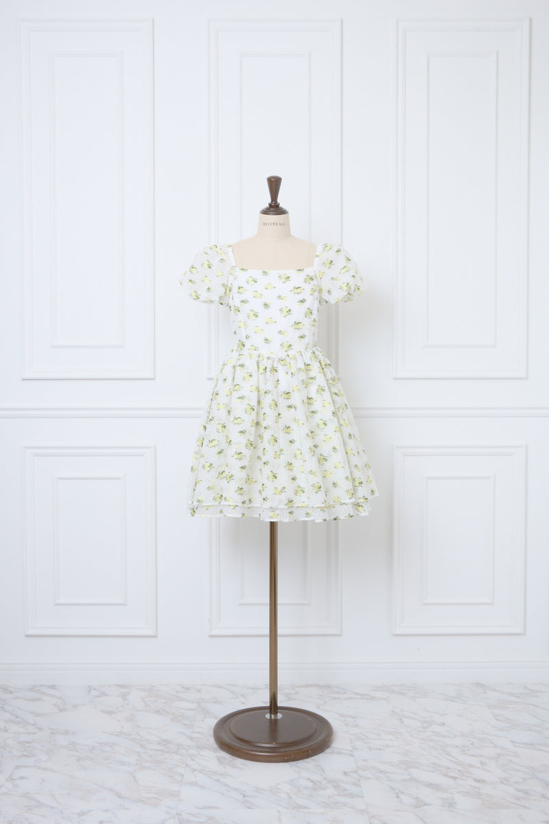 Sheer Ripple Mini Puff Dress