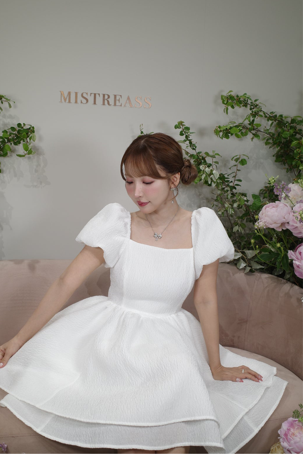 mistreass Sheer Ripple Mini Puff Dress新品 Sheer Ripple Mini Puff Dress - MISTREASS