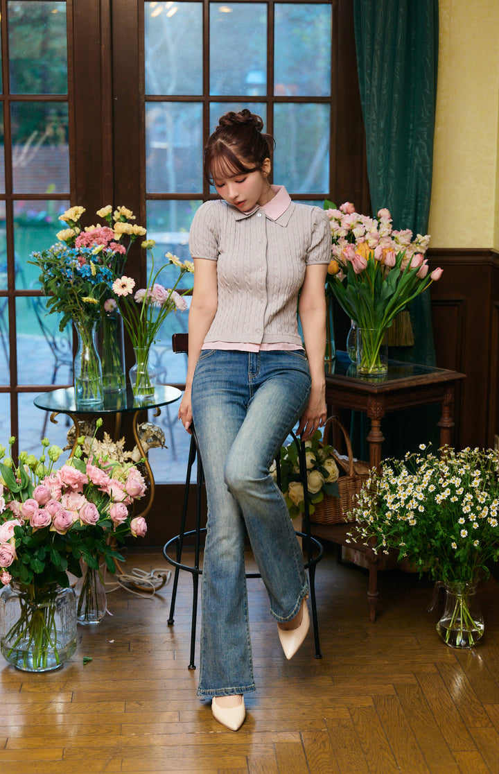 Gingham shirt layered knit - MISTREASS