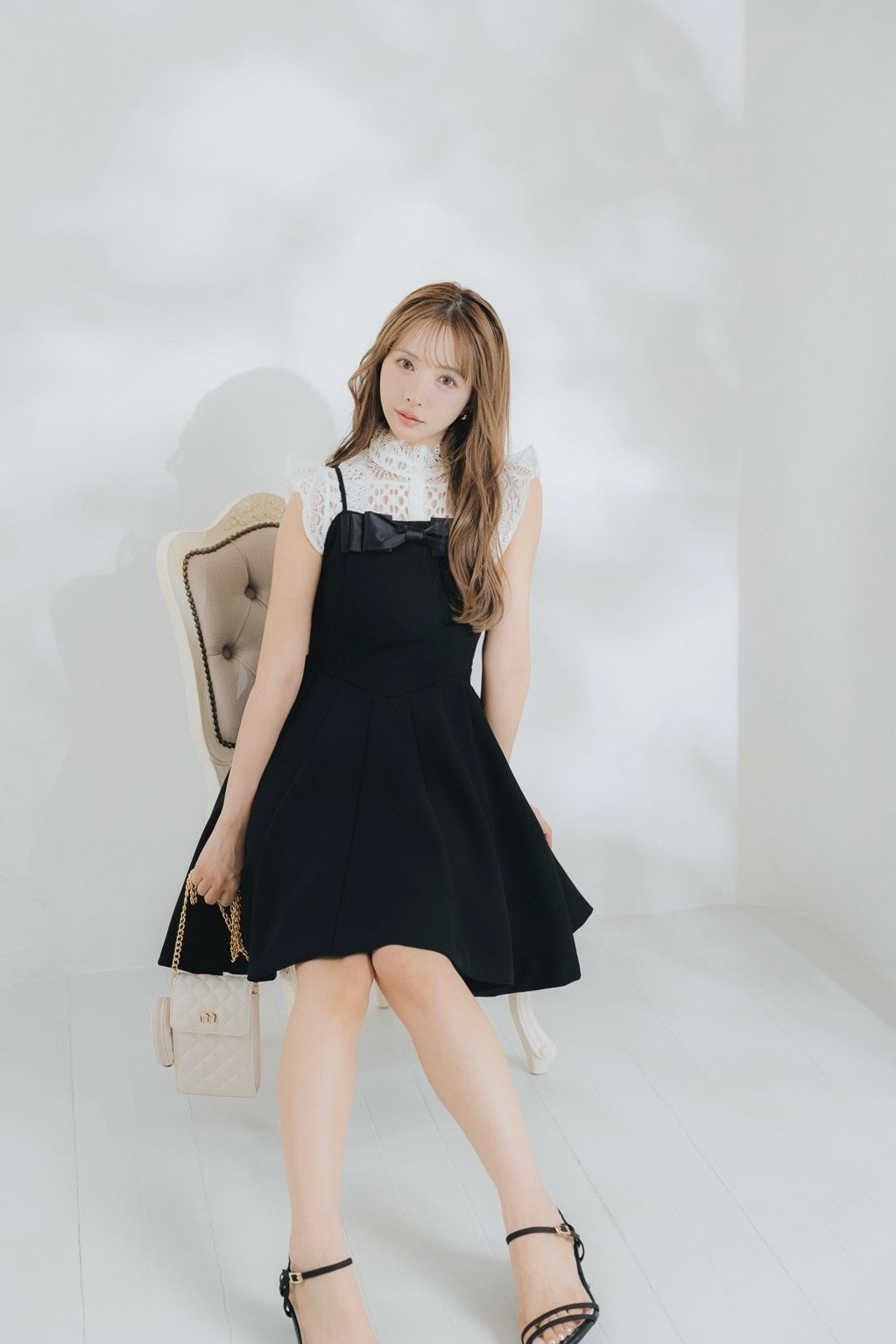 新品タグ付き♡ミストレアス♡フロントリボンキャミソールミニドレス♡ブラック Front Ribbon Camisole Mini Dress - MISTREASS